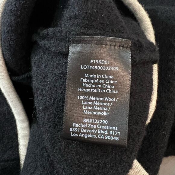 Rachel Zoe Black Wool Roll Neck Mod Vibe Mini Tunic Dress Size Medium - Picture 8 of 10